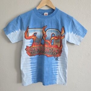 2010 Sturgis Motorcycle Rally 70th Anniversary Blue Tie-dye Tshirt Mens Sz Small